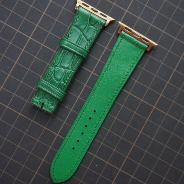  Dây Apple Watch da cá sấu màu xanh lá 