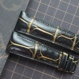  Dây cá sấu Alligator đen nhũ vàng (Size:20-18mm) 