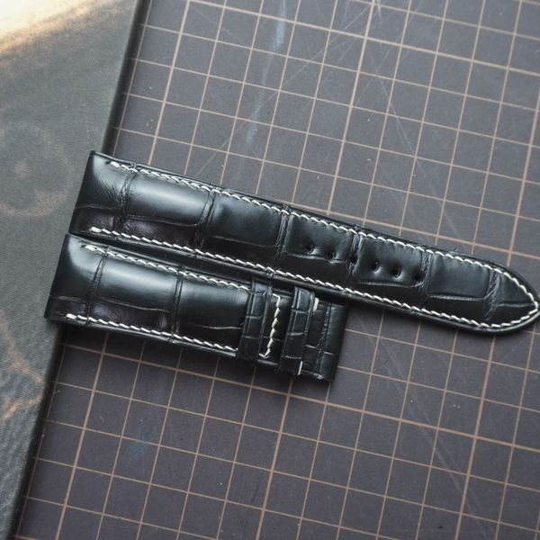  Dây cá sấu Alligator đen chỉ trắng 