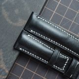  Dây da bò trơn màu đen chỉ trắng (Size:18-16mm) 