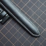  Dây da bò trơn màu đen chỉ trắng (Size:18-16mm) 