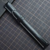  Dây da bò trơn màu đen chỉ trắng (Size:18-16mm) 
