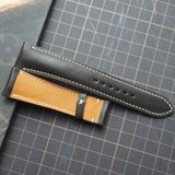  Dây da bò trơn màu nâu chỉ trắng (Size:22-20mm) 