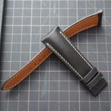  Dây da bò trơn màu nâu chỉ trắng (Size:22-20mm) 