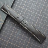  Dây da bò trơn màu nâu chỉ trắng (Size:22-20mm) 