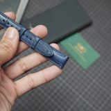  Dây da cá sấu Alligator màu xanh navy cho đồng hồ theo yêu cầu 