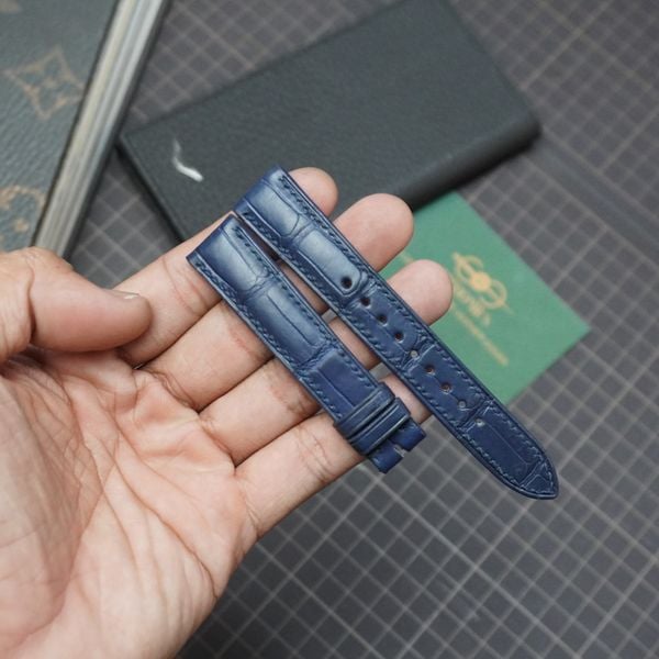  Dây da cá sấu Alligator màu xanh navy cho đồng hồ theo yêu cầu 