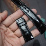  Dây đồng hồ da cá sấu Alligator màu đen cho đồng hồ theo yêu cầu 