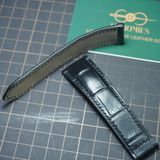  Dây đồng hồ da cá sấu Alligator màu đen cho đồng hồ theo yêu cầu 