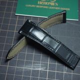  Dây đồng hồ da cá sấu Alligator màu đen cho đồng hồ theo yêu cầu 