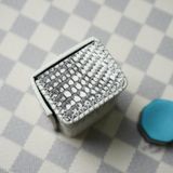  Hộp lơ vuông da kỳ đà trắng vân 