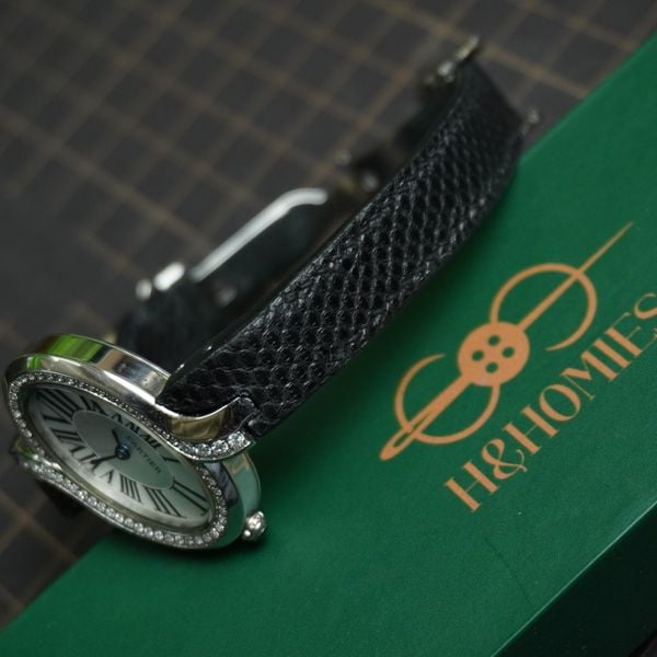  Dây đồng hồ da rắn Karung màu đen cho đồng hồ Cartier 