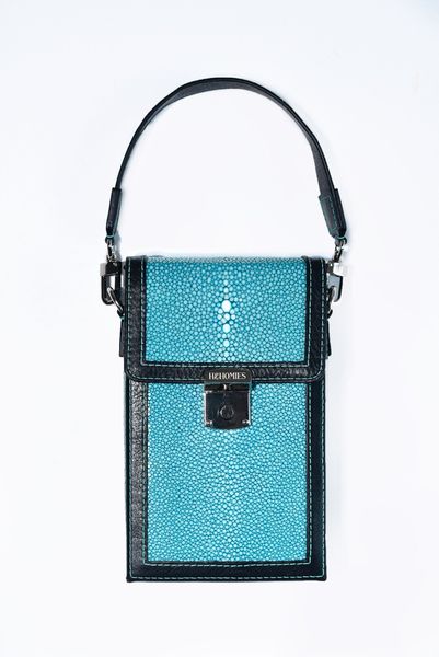  Túi hộp da cá đuối màu xanh ngọc  - Design by H&Homies 