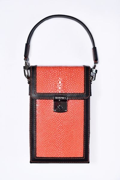  Túi hộp da cá đuối màu cam  - Design by H&Homies 