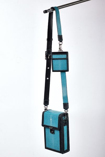  Túi hộp da cá đuối màu xanh ngọc  - Design by H&Homies 