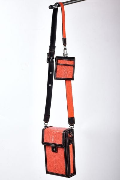  Túi hộp da cá đuối màu cam  - Design by H&Homies 