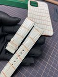  Ốp lưng Iphone da cá sấu Alligator màu trắng nhũ vàng 