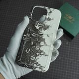  Ốp lưng Iphone da kì đà màu trắng đen mặt sau có ngăn đựng card 