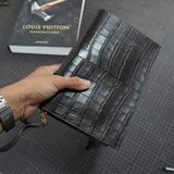  Túi Clutch da cá sấu Alligator Pháp nâu Chocolate 