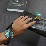  Túi Clutch da cá sấu Alligator Pháp nâu Chocolate 