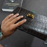 Túi Clutch da cá sấu Alligator Pháp nâu Chocolate 