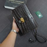  Túi Clutch da cá sấu Alligator Pháp nâu Chocolate 