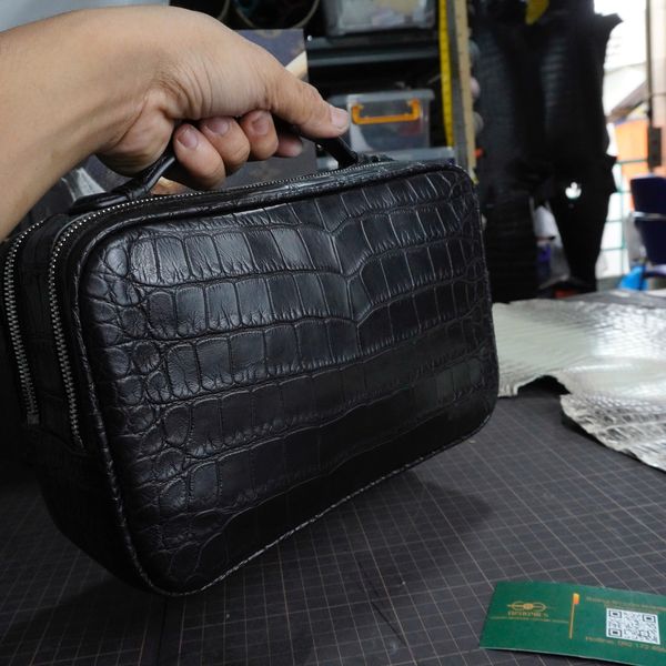  Túi Golf Clutch da cá sấu Alligator Pháp đen 