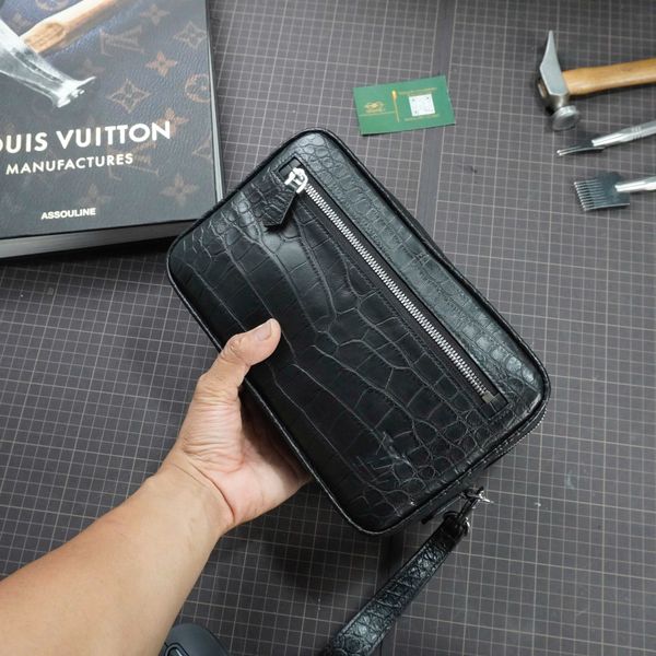  Túi Clutch da cá sấu Alligator Pháp đen 