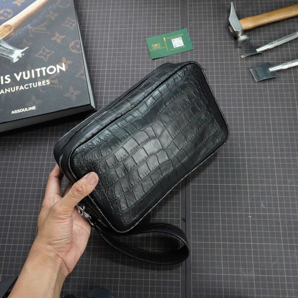  Túi Clutch da cá sấu Alligator Pháp đen 