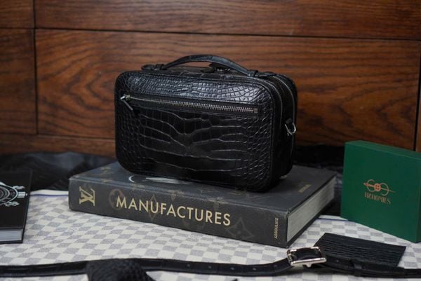  Túi Clutch nam cầm tay da cá sấu Alligator đen (Alligator Gofl Clutch) 