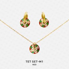 TET Bộ vòng cổ và hoa tai Stainless Steel