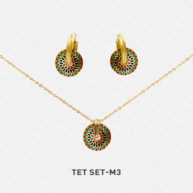 TET Bộ vòng cổ và hoa tai Stainless Steel