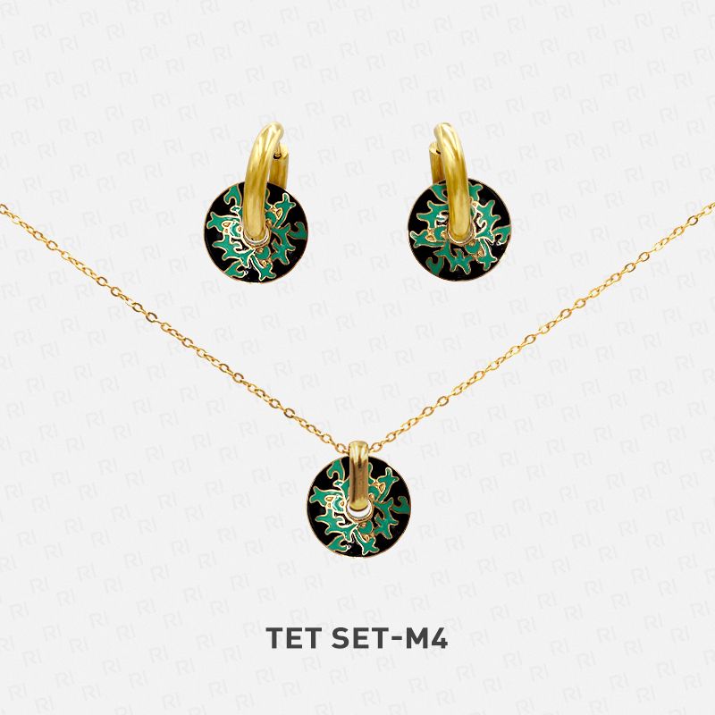 TET Bộ vòng cổ và hoa tai Stainless Steel