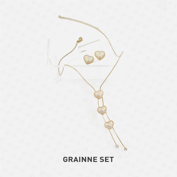 GRAINNE Bộ vòng cổ và khuyên tai Stainless Steel