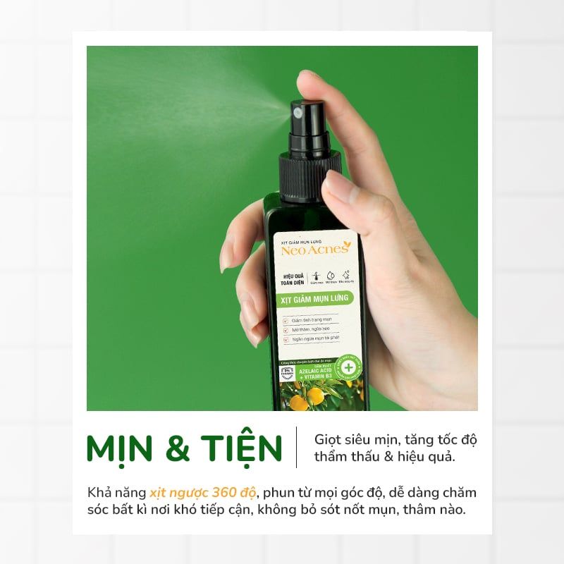 Xịt giảm mụn lưng, giảm thâm mụn, sạch mụn mờ thâm giảm viêm NeoAcnes 100ml