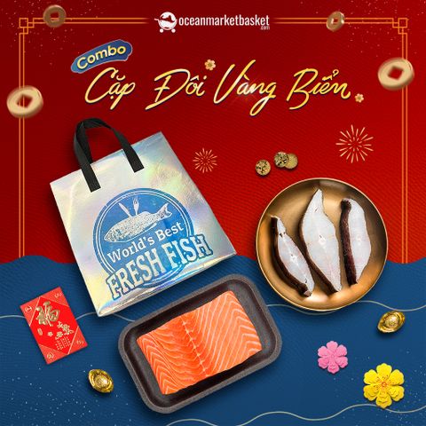 Combo Hải sản đông lạnh 3 (cá hồi + halibut)(Cặp đôi vàng biển)