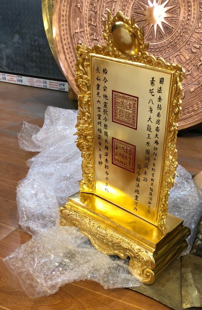 Bài vị bằng đồng mạ vàng 24K