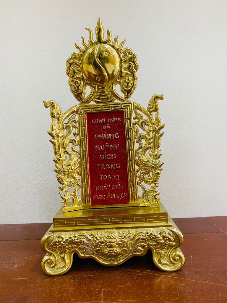 Bài vị bằng đồng mạ vàng 24K