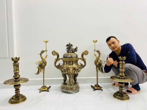  Bộ đỉnh ngũ sự đỉnh Long Phụng - Kích thước 70cm 