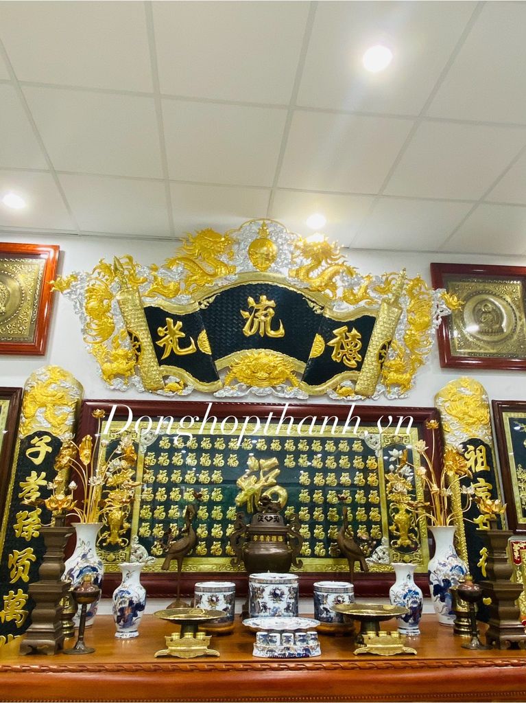 Bộ cuốn thư câu đối Đức Lưu Quang chữ hán - Kích thước 1m76, hàng nghệ nhân