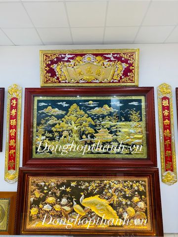  Bộ Hoành phi câu đối thiếp vàng bạc - kích thước 1m76 