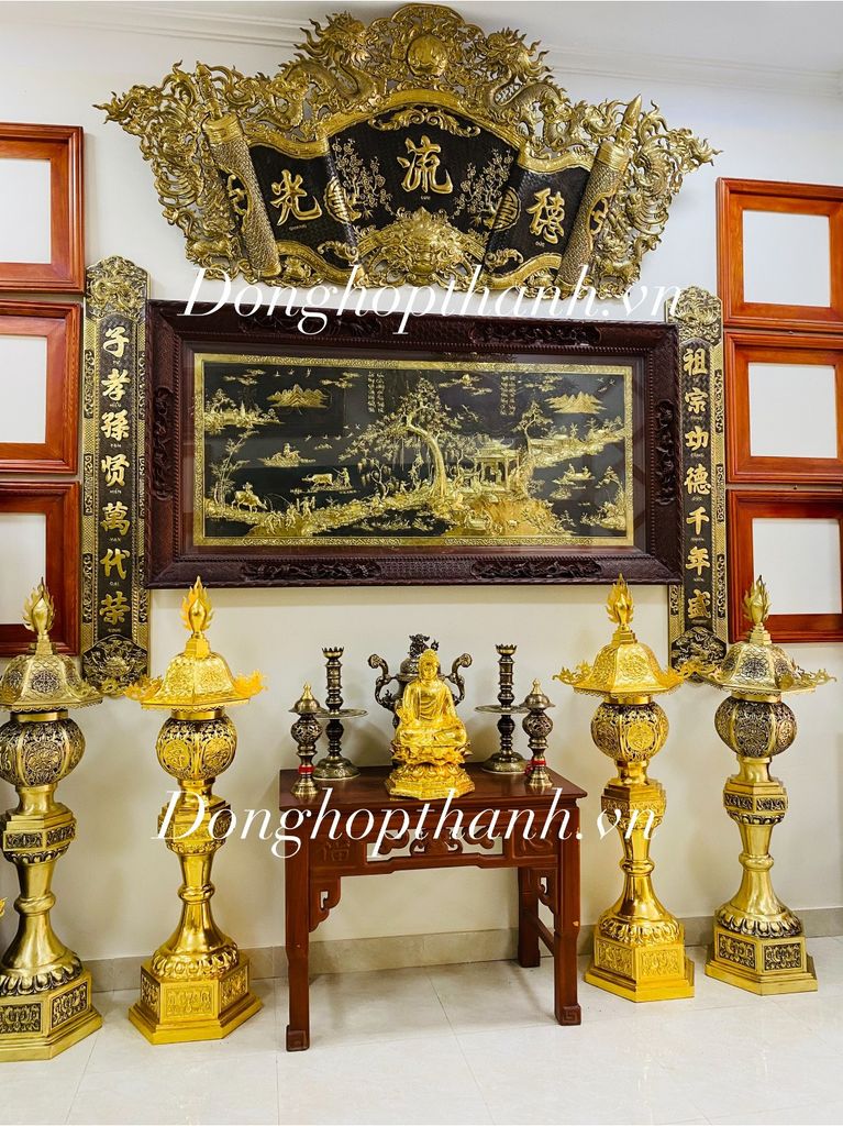 Bộ cuốn thư câu đối Hoa Mai màu giả cổ, kích thước 1m55, hàng nghệ nhân