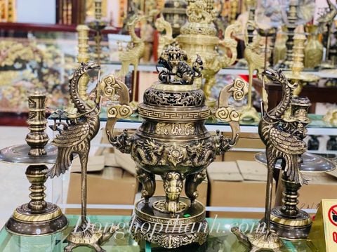  Bộ đỉnh ngũ sự chữ thư pháp - Kích thước 60cm 