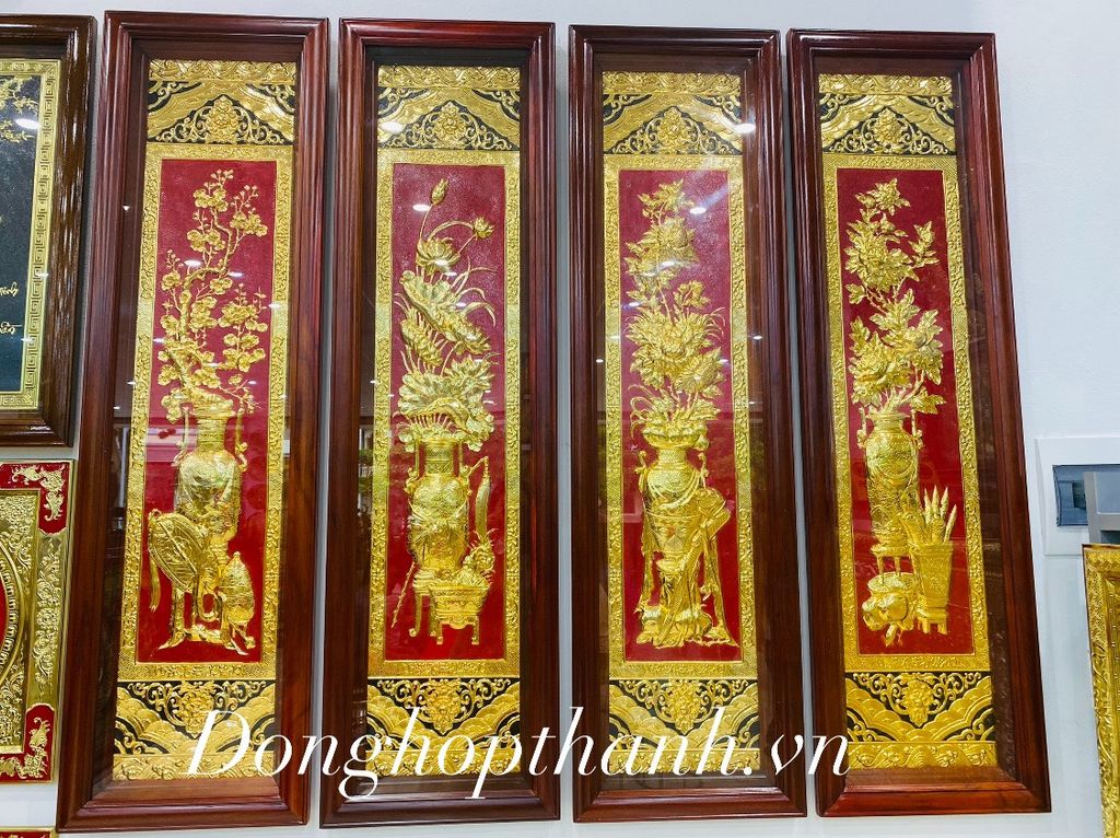 Bộ tranh tứ bình mạ vàng - Kích thước 127cm x 41 cm