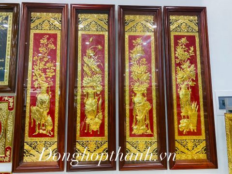  Bộ tranh tứ bình mạ vàng - Kích thước 127cm x 41 cm 