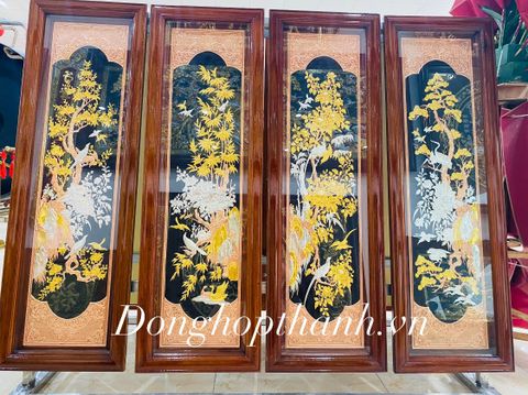  Bộ tranh tứ quý dát vàng bạc - Kích thước 127cmx41cm 