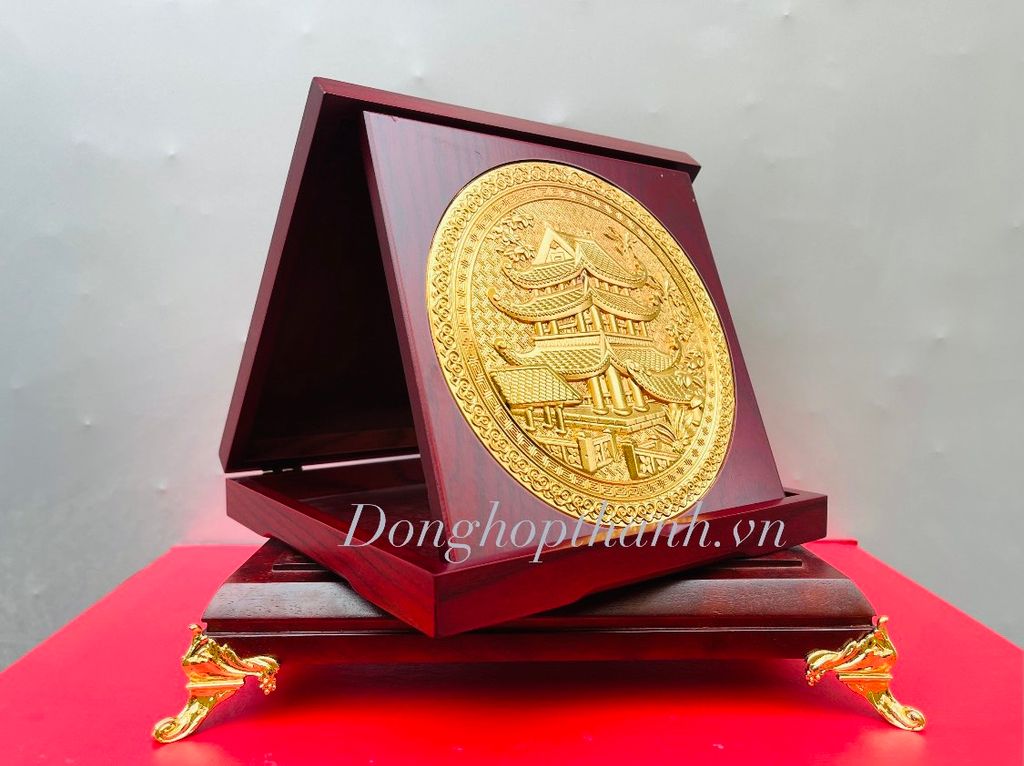 Quà tặng tranh chùa keo mạ vàng 24k - kích thước 23cm