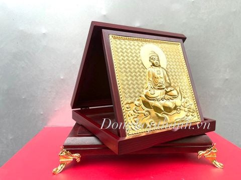  Quà tặng tranh đồng đức phật mạ vàng 24k - kích thước 24cm X 24cm 