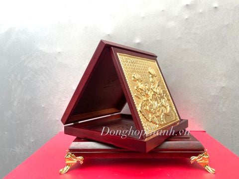  Tranh đồng hoa sen mạ vàng 24k- Kích Thước 16,5cm 