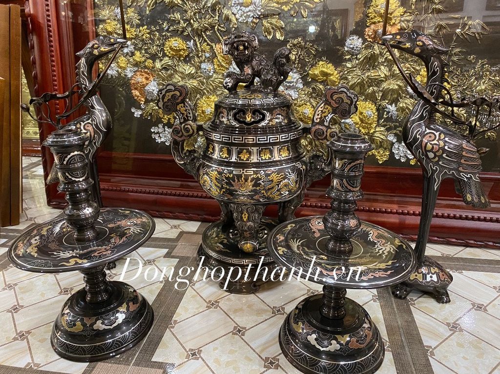 Bộ Đỉnh khảm Ngũ Sắc - Kích thước 60cm